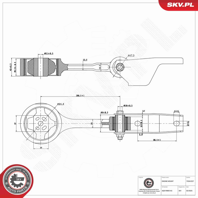 Prekės atitinka OEM kodą: 6Q0 199 851 AS
