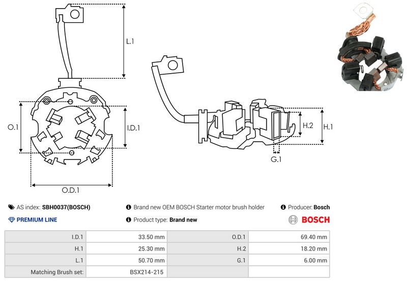 Kinnitus, süsinikuharjad, AS-PL SBH0037(BOSCH)