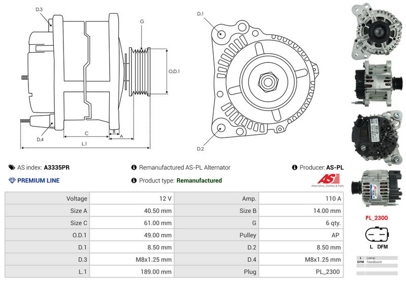 AS-PL A3335PR Alternator
