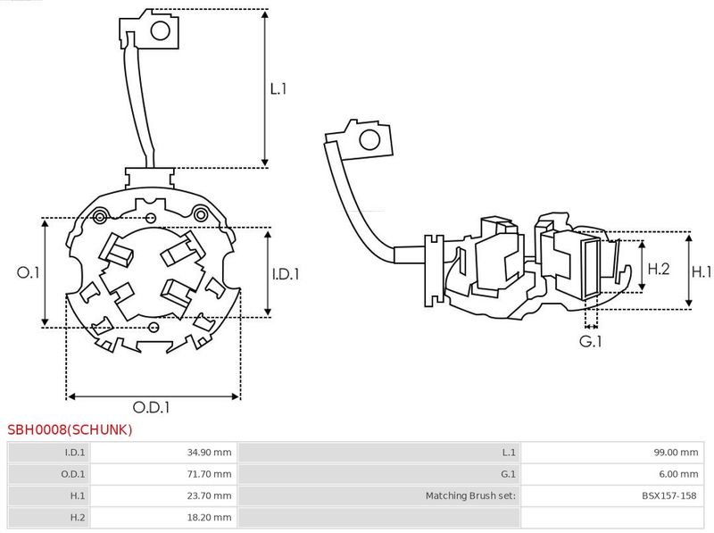 Кронштейн, вугільні щітки, Auto Starter SBH0008(SCHUNK)