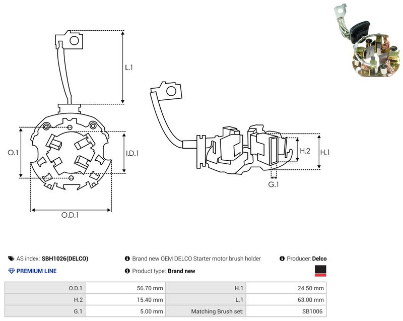 AS-PL SBH1026(DELCO) Holder, carbon brushes
