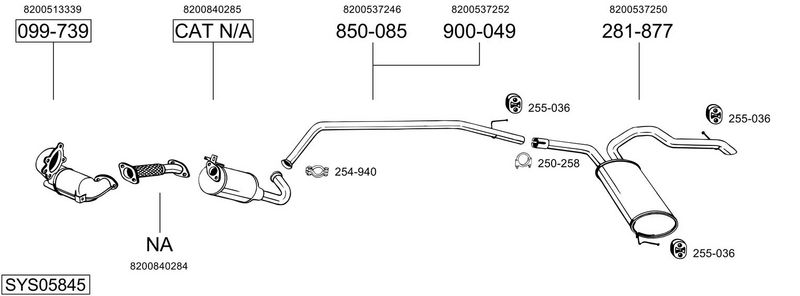 SISTEM DE ESAPAMENT BOSAL SYS05845