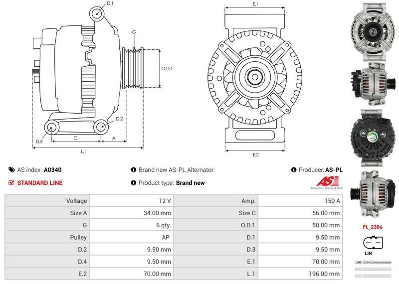 AS-PL A0340 Alternator
