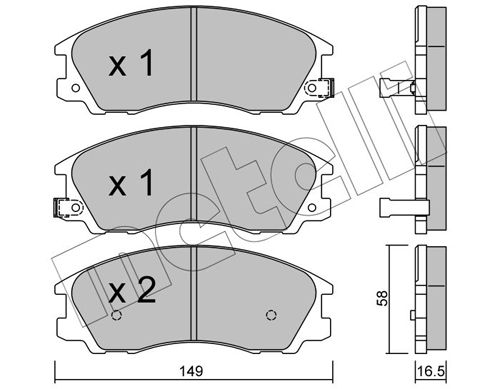 Комплект гальмівних накладок, дискове гальмо, Metelli 22-0506-0