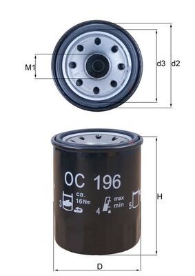 Filtru ulei OC 196 MAHLE