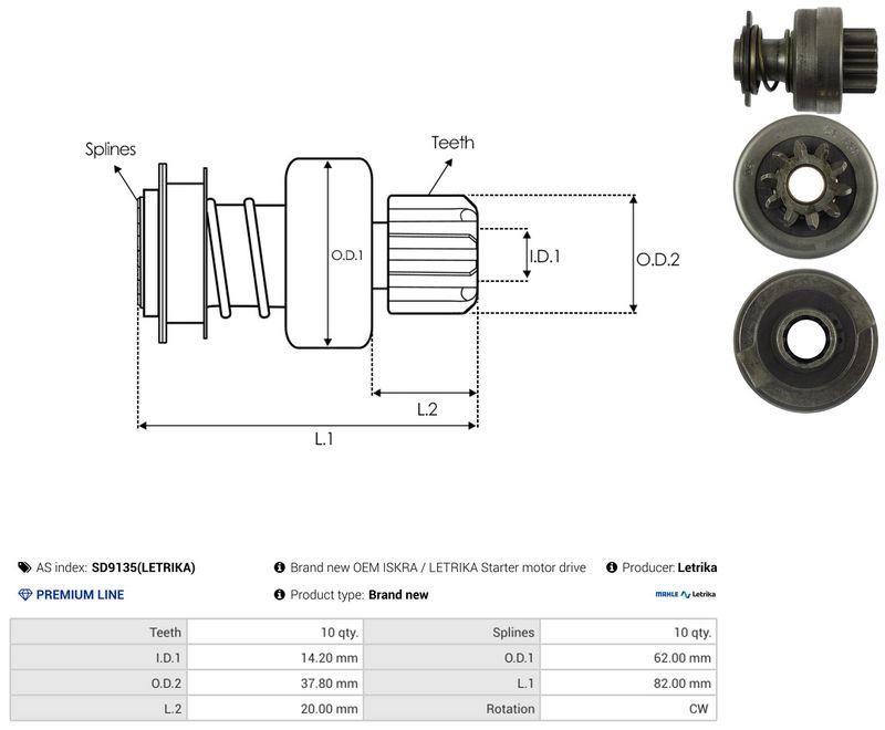 AS-PL SD9135(LETRIKA) Freewheel Gear, starter