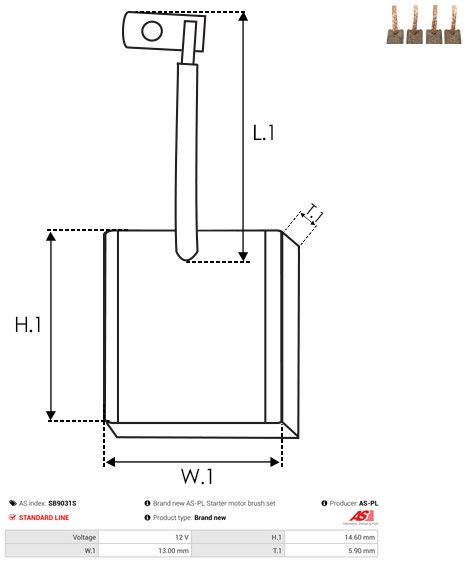 AS-PL SB9031S Carbon Brush, starter