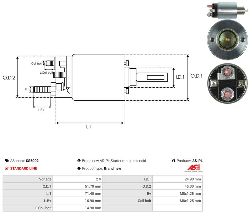 Magnetlülitus, starter, AS-PL SS5002