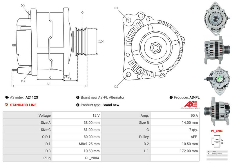 AS-PL A2112S Alternator