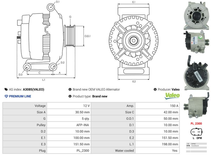 AS-PL A3085(VALEO) Alternator