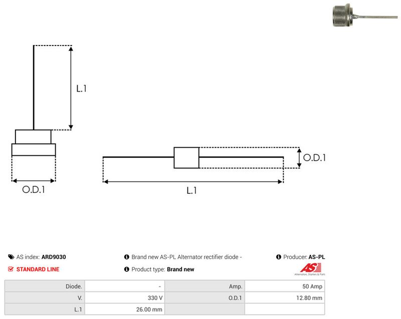 AS-PL ARD9030 Rectifier, alternator