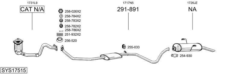 BOSAL kipufogórendszer SYS17515