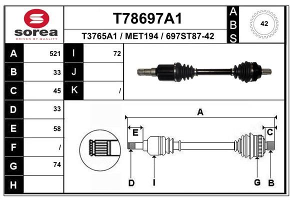 EAI hajtótengely T78697A1