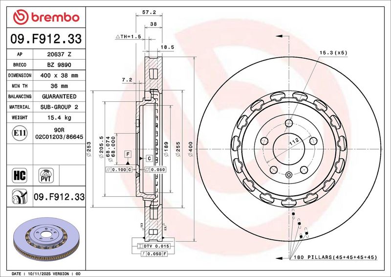 This part match OEM code: 4M0615301AP