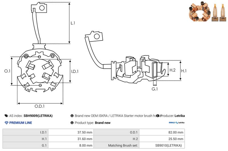 Kinnitus, süsinikuharjad, AS-PL SBH9009(LETRIKA)