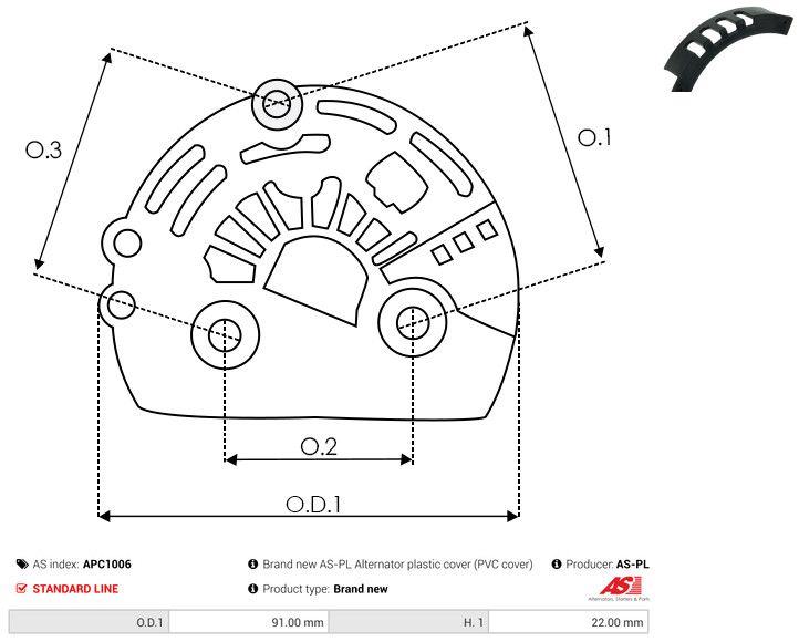 AS-PL APC1006 Protective Cap, alternator