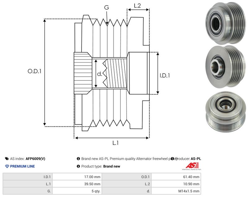 AS-PL AFP6009(V) Alternator Freewheel Clutch