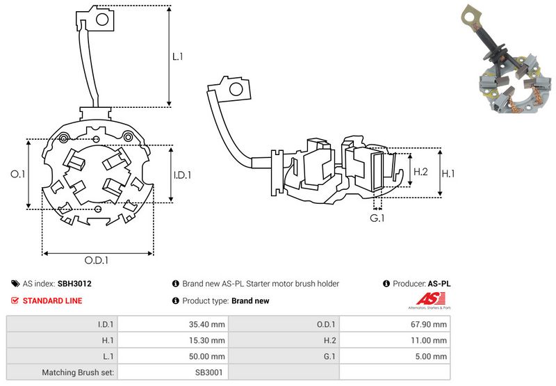 AS-PL SBH3012 Holder, carbon brushes