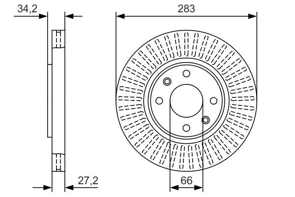 BOSCH тормозной диск передний Peugeot 308 Citroen C4, Berlingo B9, C5, C4 Picasso,