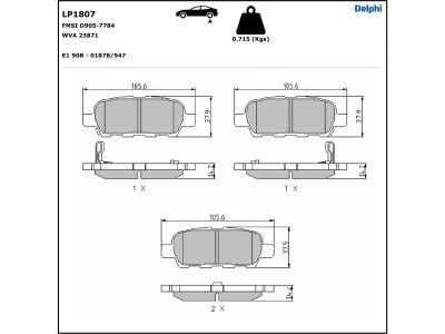 DELPHI LP1807 Brake Pad Set, disc brake