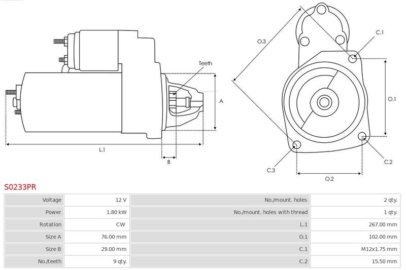 Стартер, Auto Starter S0233PR