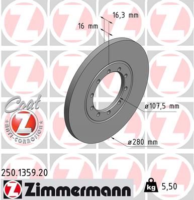 Гальмівний диск, Zimmermann 250.1359.20