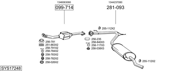 BOSAL kipufogórendszer SYS17248