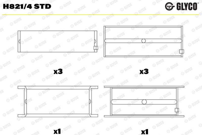 Coussinet+vilebrequin GLYCO H821/4 STD