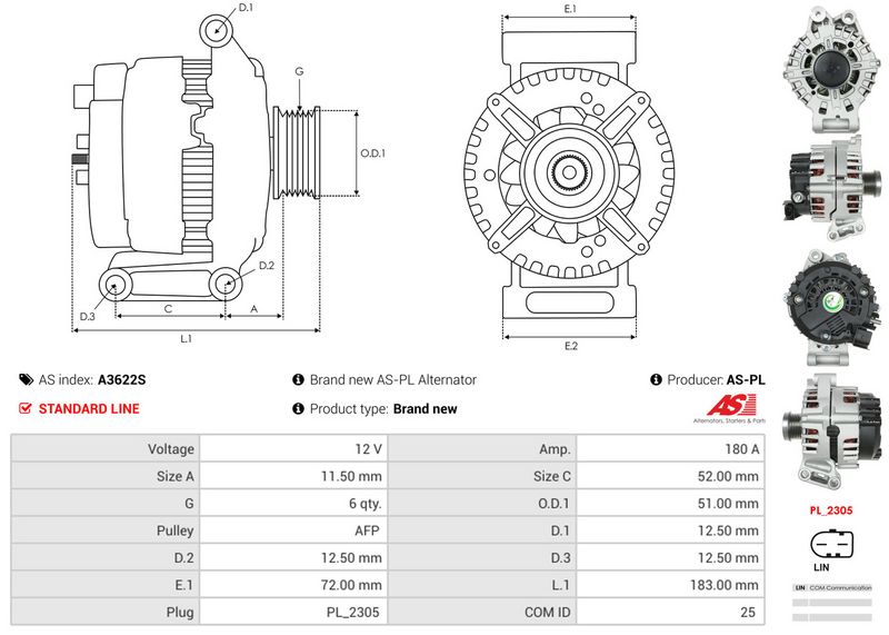 AS-PL A3622S Alternator