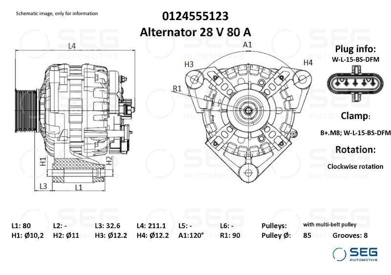 SEG Automotive 0124555123 Alternator