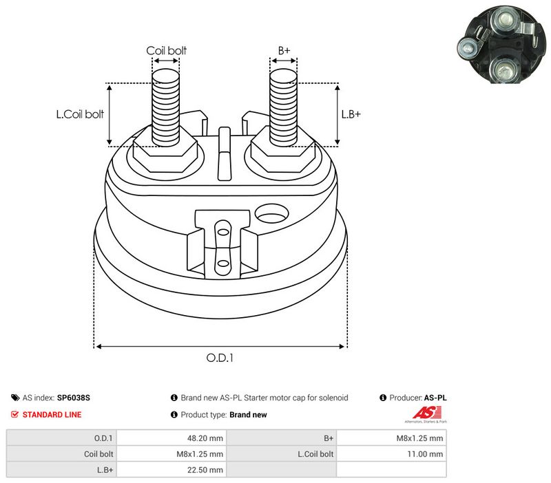 Kaas, starteri relee, AS-PL SP6038S