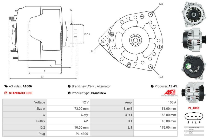 AS-PL A1006 Alternator