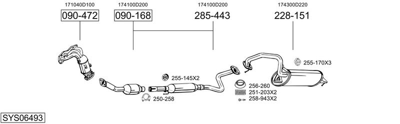 BOSAL kipufogórendszer SYS06493