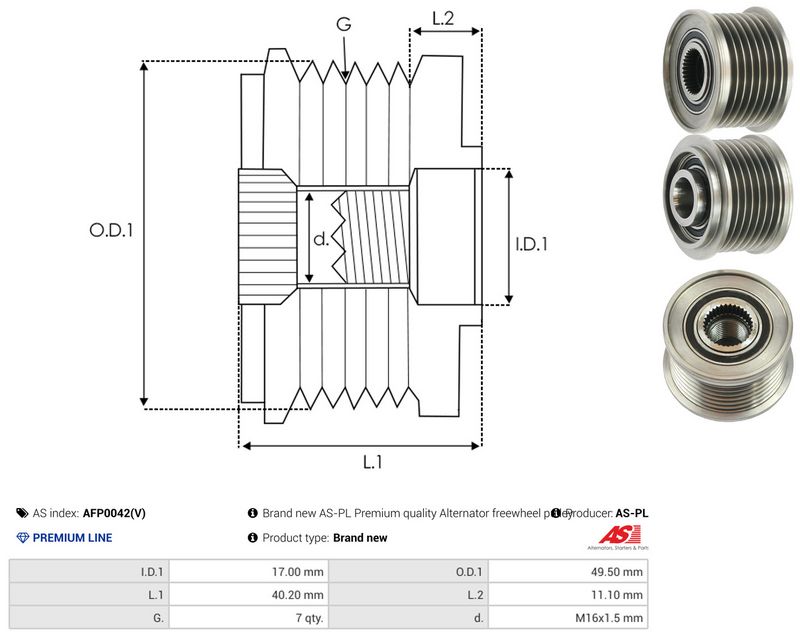 AS-PL AFP0042(V) Alternator Freewheel Clutch