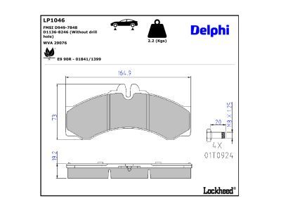 DELPHI LP1046 Brake Pad Set, disc brake