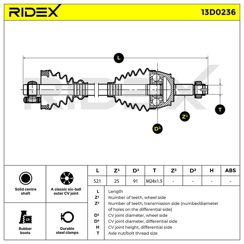 полуоска RIDEX