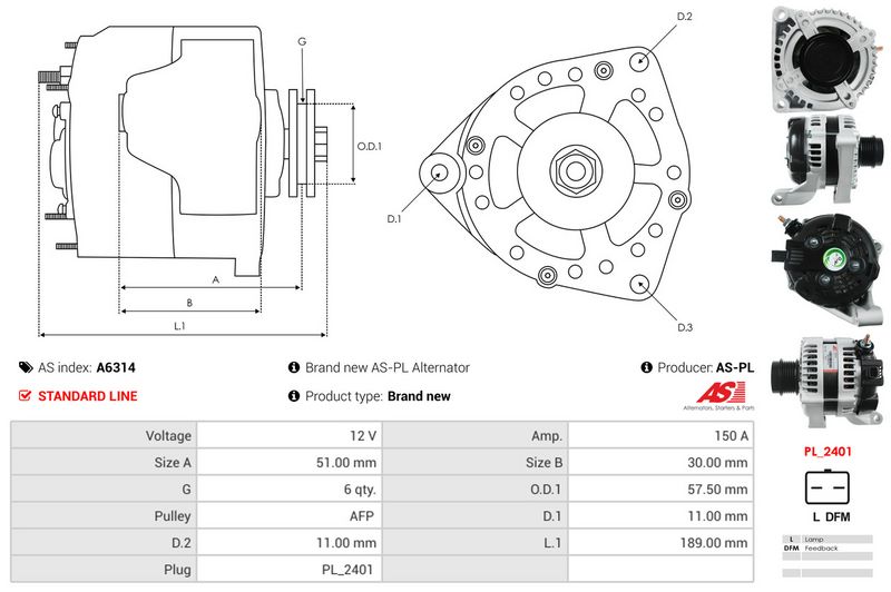 AS-PL A6314 Alternator