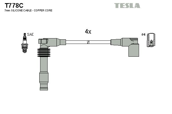 Комплект проводів високої напруги, Tesla T778C