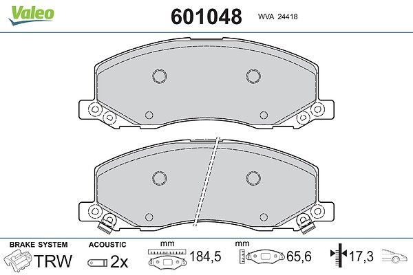 set placute frana,frana disc VALEO 601048