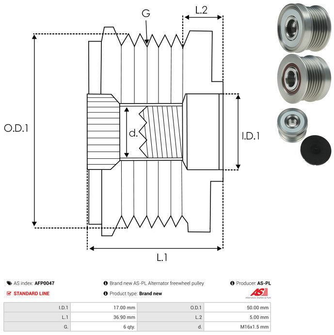 AS-PL AFP0047 Alternator Freewheel Clutch