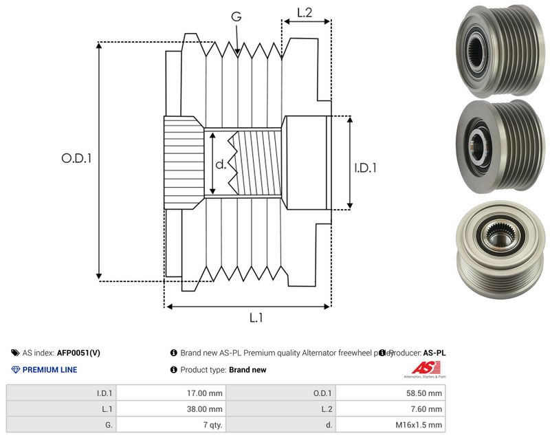 AS-PL AFP0051(V) Alternator Freewheel Clutch