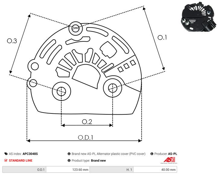 AS-PL APC3048S Protective Cap, alternator