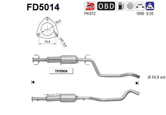AS FD5014 Soot/Particulate Filter, exhaust system