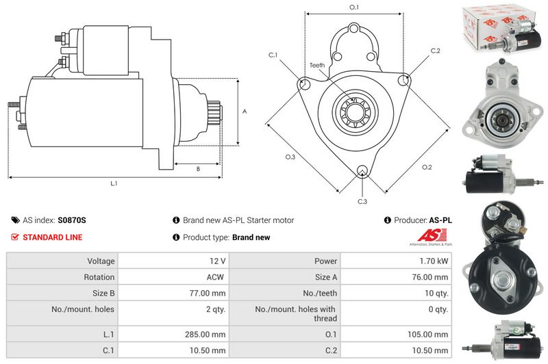 AS-PL S0870S Starteris