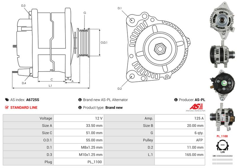 AS-PL A6725S Alternator