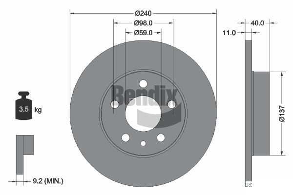 BENDIX Braking féktárcsa BDS2053