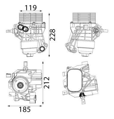 Radiador de aceite, aceite motor