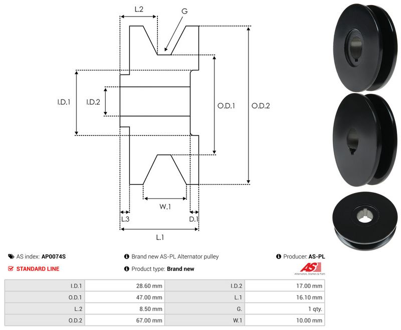 Rihmaratas, generaator, AS-PL AP0074S