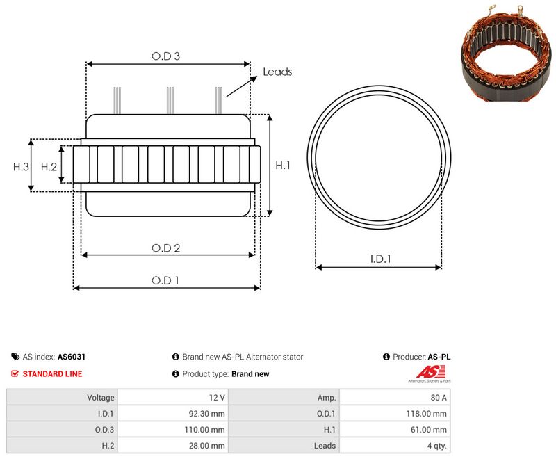 Staator, generaator, AS-PL AS6031
