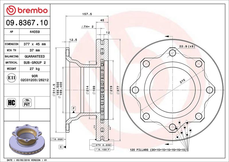 BREMBO 09.8367.10 Brake Disc
